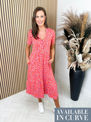 Heather Smock Dress - Red Summer Leopard by Sugarhill Brighton