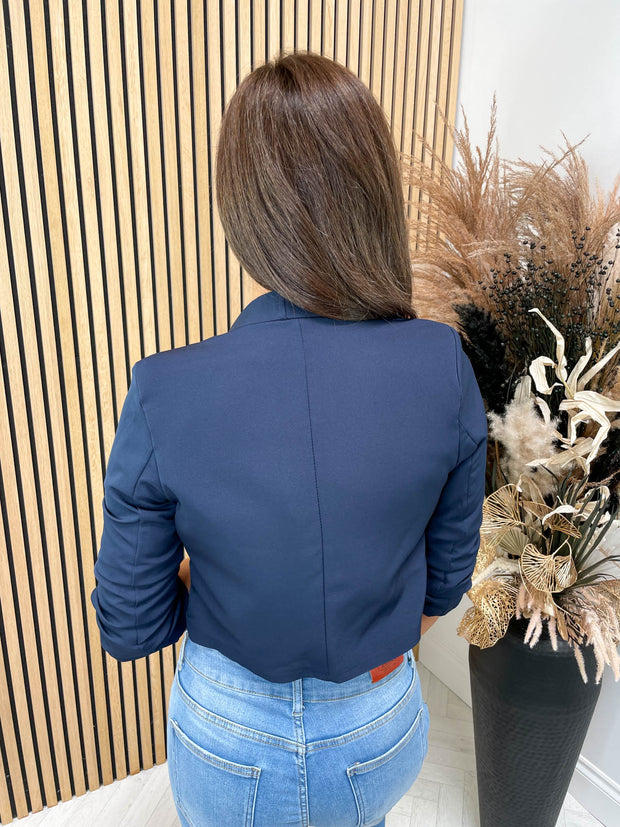 Kim Cropped Blazer - Navy