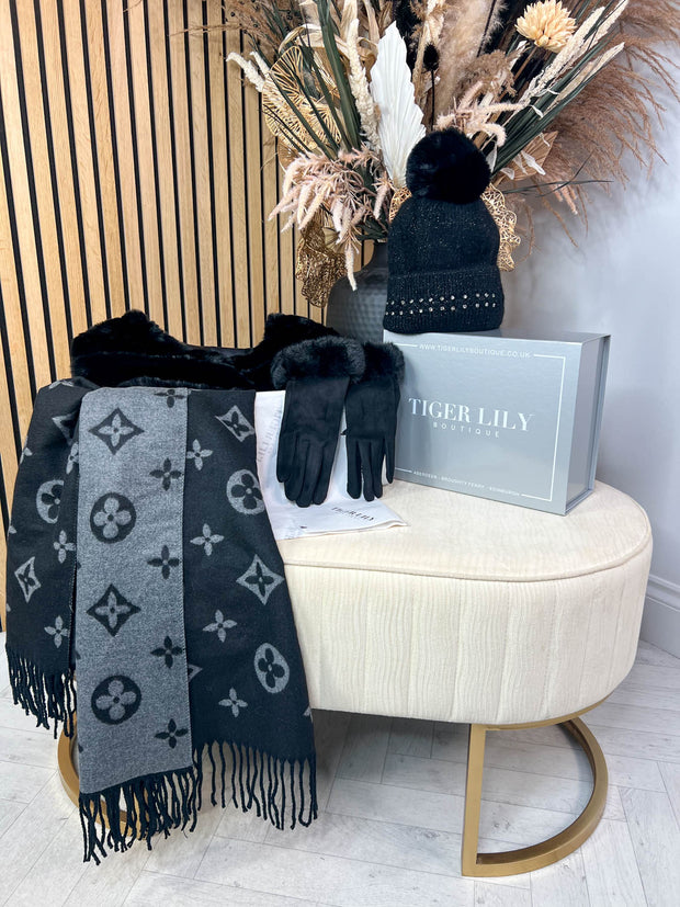 Black Double Take Scarf and Gabrielle Gilet Gift Box