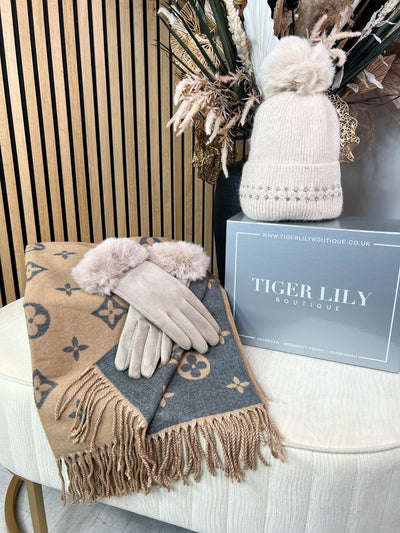 Beige Double Take Scarf Gift Box