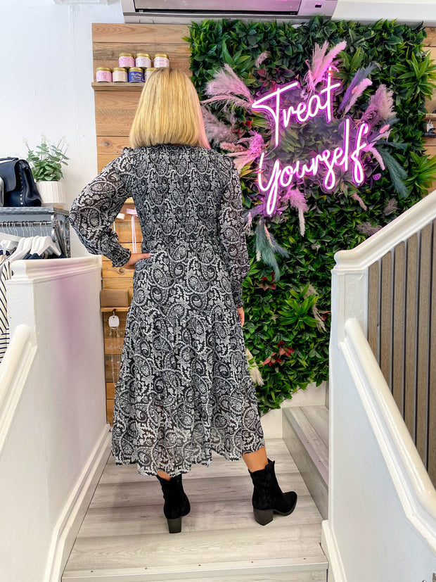 Lizzy Dress - Black Paisley