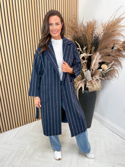 Janie Long Jacket - Navy Stripe