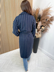 Janie Long Jacket - Navy Stripe