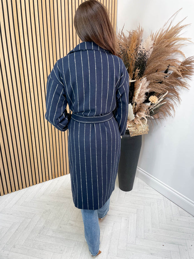 Janie Long Jacket Navy Stripe Tiger Lily Boutique