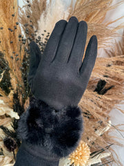 Bow Fur Gloves - 2 Colours