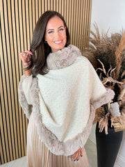 Kaitlyn Poncho - Beige Sparkle