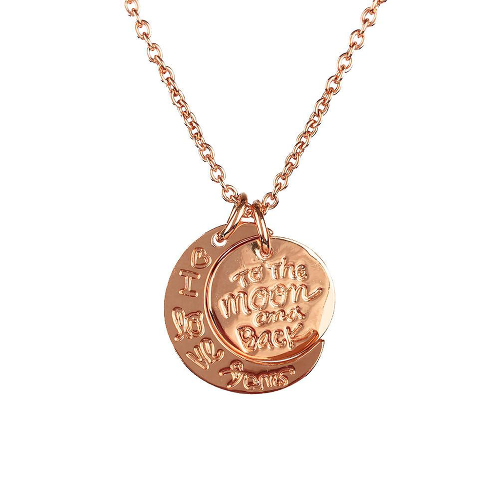 I love you to the hot sale moon and back necklace gold